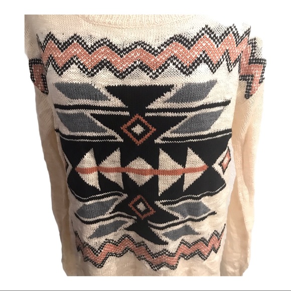 EUC Pink Rose Aztec Tribal Sweater - Picture 2 of 7